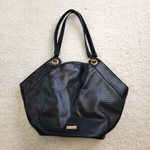 Jones New York Black Shoulder Handbag Purse Gold Hardware Tote Bucket Bag